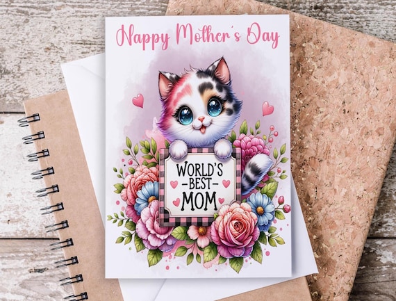 Happy Mothers Day Cat Card, Mothers Day Cards, Custom Stationary, Notecard Set, Card For Mothers Day, 1st Mothers Day Card, Cat Mom, MD16