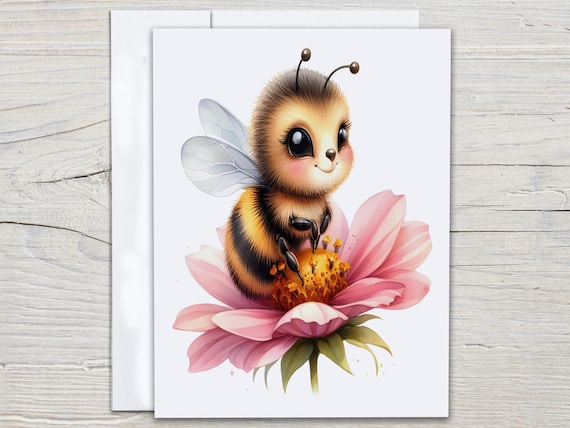 Notecard Set with Bee and Flower, Greeting Card Sets, Birthday Card Pack, Blank Note Card, Thank You Cards Sets, Get Well Card, EC28