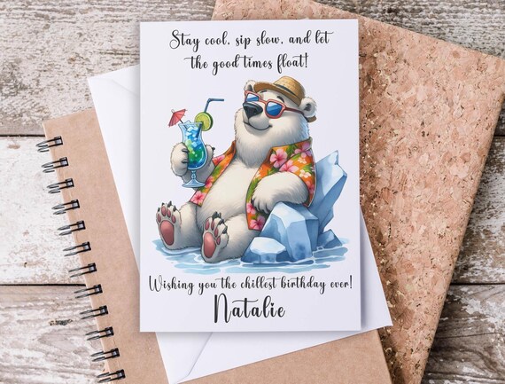 Personalized Birthday Card, Funny Polar Bear Card, Birthday Card Him, Dad Birthday Card, Happy Birthday, Humor Card, Funny Bday Card, BC25