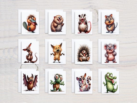 Cute Australian Animals Notecard Set, Card Assortment, Variety Pack, Get Well Soon Card, All Occasion Cards, Blank, Stationary Set, CS228