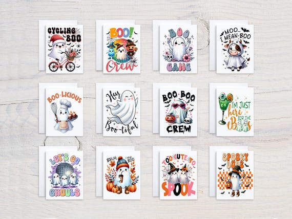 Assorted Ghost Notecard Set, Everyday Cards, All Occasion Cards, Halloween Greetings, Blank Notecards, Variety Pack, Fall Cards, CS360