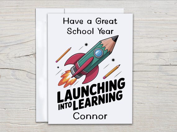 Launching into Learning Card, Rocket Launch Design, Starting School Card, Good Luck Card, Personalized Student Card, Back to School, GL20