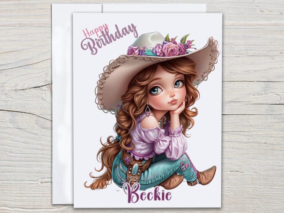 Cute Cowgirl Birthday Card, Personalized Granddaughter Card, Bday Card for Her, Birthday Card Sister, Funny Card, Bestie Card, BC121