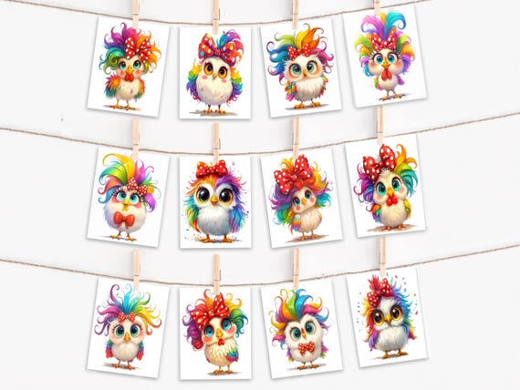 Assorted Cards, Cute Rainbow Chickens, Greeting Card Set, Blank Notecards, Everyday Card, Just Because Card, Blank Notecards, CS42