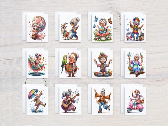 Assorted Cards 70's Granny, Notecard Set, Card Assortment, Everyday Card, Just Because Card,  Birthday Card Pack, Thank You Note, CS153