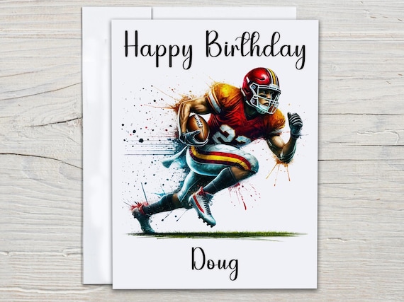 Personalized Football Birthday Card, Nephew Birthday Card, Sports Card, Footballer Birthday, Grandson Birthday Cards, Son Birthday, BC226