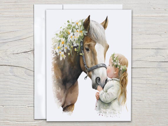 Watercolor Horse Notecard Set, Cute Stationary, Thank You Card, Everyday Card, Snail Mail, Equestrian Birthday Card, Correspondence EC254
