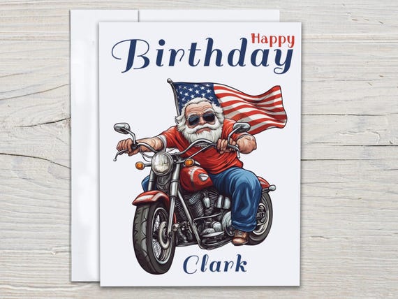 Personalized Biker Grandpa Bday Card, Motorcycle Birthday Card, Dad Bday Card, Happy Birthday, Male Birthday, Uncle Birthday, BC262
