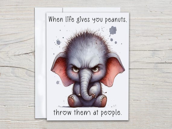 Elephant Notecard Set – Funny Snarky Cards, Cute African Wildlife Stationery, Just Because Card, Bestie Gift, Blank Note Cards, EC394