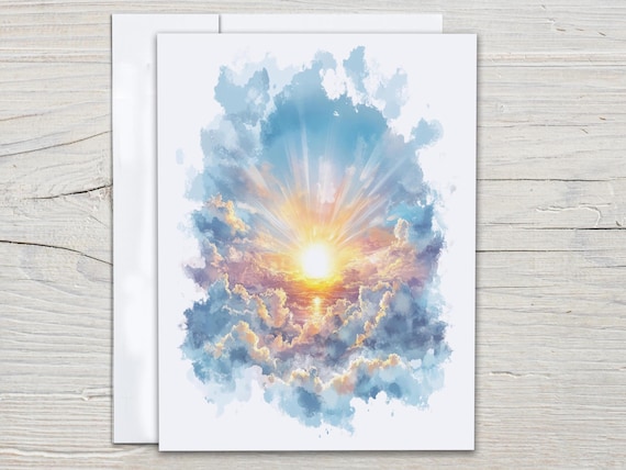 Watercolor Summer Sunset Notecard Set, Cute Stationary, Correspondence, All Occasion Cards, Snail Mail, Just Because, Thank You, Bday, EC247