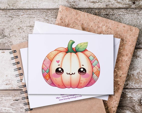 Cute Patchwork Pumpkin Notecards, Fall Greeting Card, Watercolor Pumpkins, Notecard Set, Pumpkin Thank You, Fall Stationary, Autumn, FA2