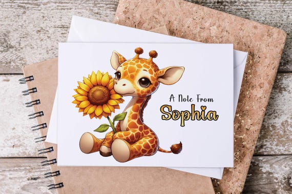 Personalized Kawaii Giraffe Note Cards, Custom Stationery, Aesthetic Stationary, Letter Writing Paper, Cute Stationery