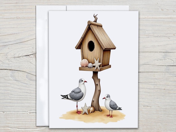 Seagull Beach Card Set, Thank You Card Pack, Everyday Card, Happy Bday Card, Blank Notecards, Artistic Greeting Cards, Thinking of You, EC95