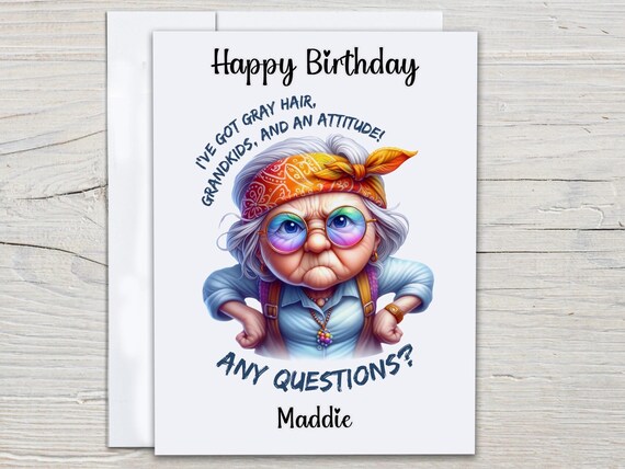 Personalized Granny Birthday Card, Funny Bday Card for Her, Grandma Bday, Cute Birthday Card, Sassy Birthday Card, Gran Birthday Card, BC246