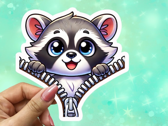 Cute Raccoon Vinyl Sticker, Trash Panda Sticker, Water Resistant Racoon, Cartoon Raccoon, Waterbottle Sticker, Kindle Sticker, VN20
