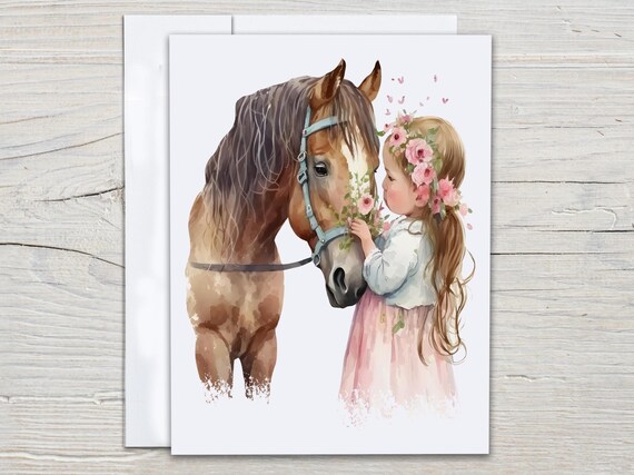 Watercolor Horse Notecard Set, Everyday Card, Thank You Card, Cute Stationary, Snail Mail, Equestrian Birthday Card, Correspondence EC256