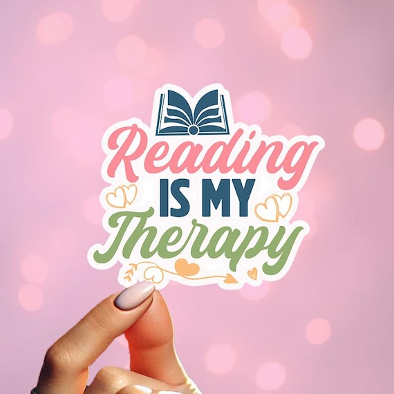 Reading is My Therapy Vinyl Sticker, Reading Sticker, Personalized Bookworm Accessory, Booktok Sticker, Emotional Support, Bookworm