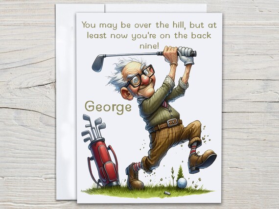 Personalized Funny Golf Bday Card, Custom Birthday Card, Bestie Birthday Card, Pun Card for Him, Getting Older, Getting Old Humor, BC89