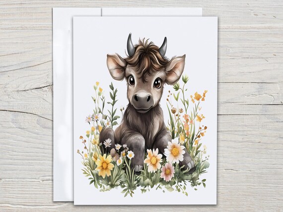 Watercolor Cow Notecard Set, Everyday Cards, Just Because Card, Blank Notecards, Snail Mail, Greeting Cards, Note Card Set, Birthday, EC371