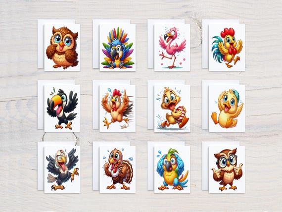 Cute Funny Animal Assorted Notecards, All Occasion Cards, Just Because Cards, Birthday Card Pack, Get Well Soon Card, Everyday, CS283
