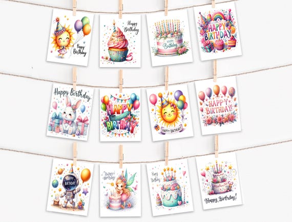 Assorted Birthday Card Pack, Holiday Card Set, Fun Birthday Card Set, Happy Birthday Card, Bulk Notecards, Blank Cards, Cute Notecard, CS28