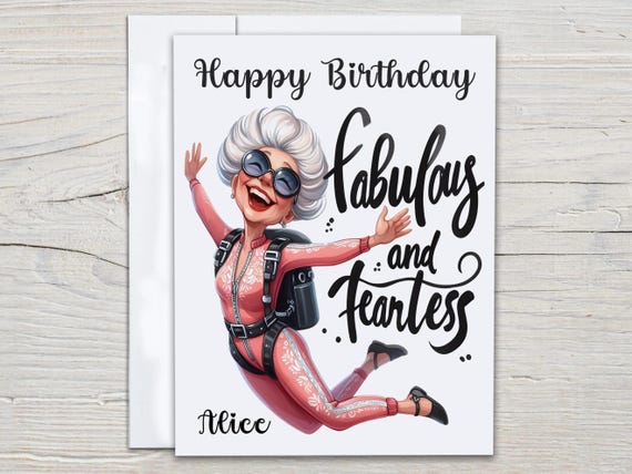 Personalized Fearless & Fabulous Birthday Card, Funny Bday Card, Sassy Bday Card for Her, Over the Hill Adult Card, Best Friend Bday, BC198
