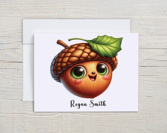 Personalized Acorn Watercolor Notecards, Autumn Greetings, Fall Stationary, Custom Notecards, Blank Notecard Set, Thank You Cards, PN16