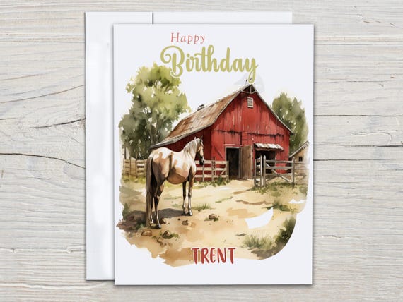 Personalized Horse Birthday Card, Bday Card For Her, Watercolor Horse Greeting Card, Happy Bday Card, Birthday Cards, Dad Bday Card, BC126