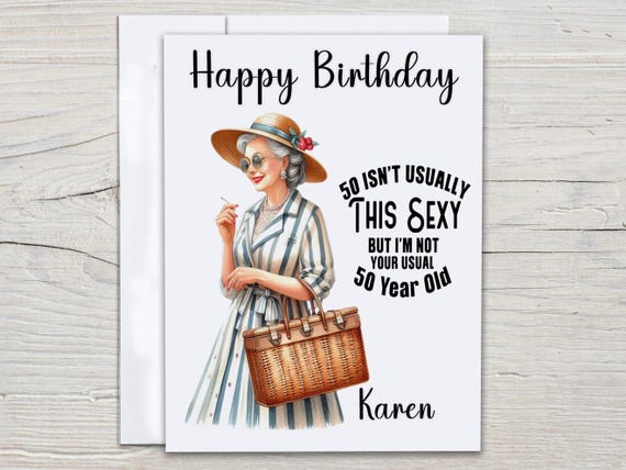 Personalized 50th Birthday Card, Funny 50th Bday, Over The Hill Card, 50 Bday, Happy 50th Birthday, Wife Bday Card, Turning Fifty, BC234