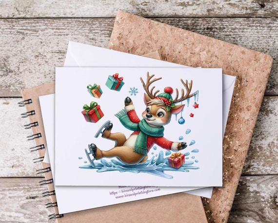 Christmas Reindeer Notecards: Holiday Thank You Cards, Snail Mail