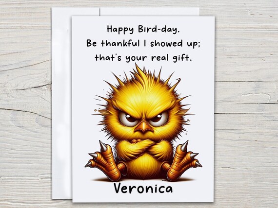 Personalized Angry Duck Birthday Card, Snarky Birthday Card, Funny Bday Card, Bday Card for Him, Humor Greeting Card, Rude Card, BC212