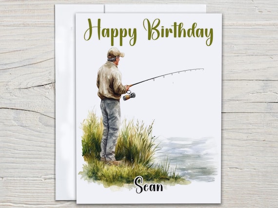 Personalized Birthday Card, Fishing Card, Bday Card for Dad, Husband Bday Card, Happy Birthday Dad, Card for Him, Card for Grandad, BC206