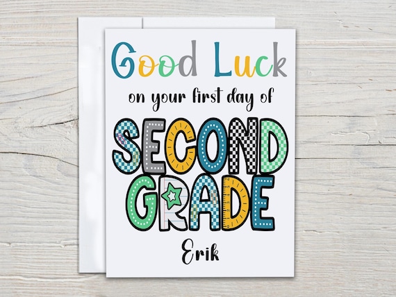 First Day of 2nd Grade Card, Good Luck at School, Primary School, Personalized New Beginnings, Best of Luck, Best Wishes, Secondary, GL13