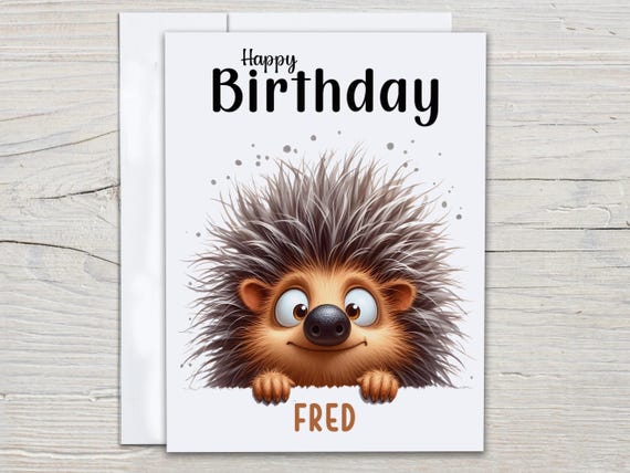 Personalized Porcupine Birthday Card, Funny Bday Card, Bday Card for Her, Happy Bday Card, Silly Animals, Bestie Birthday Card, BC149