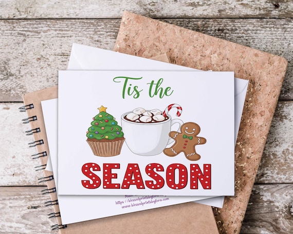 Christmas Notecards Set, Hot Chocolate Mug, Watercolor Cupcake, Holiday Thank You, Tis the Season, Blank Notecard, Everyday Card, CH5