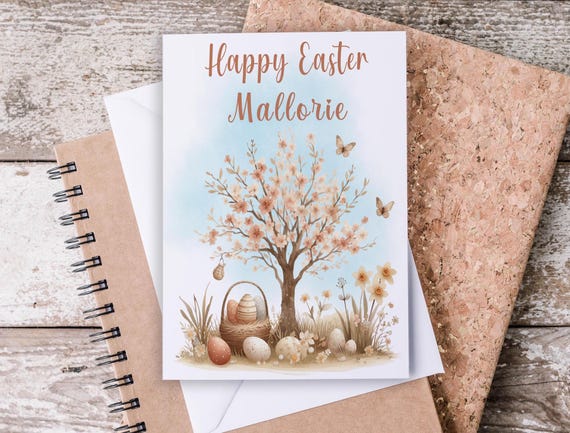 Easter Greeting Card, Happy Easter Card, Cute Easter Card, Easter Tree, Kids Easter Card, Niece Gift, Granddaughter, GC29
