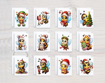 Cute Bee Notecard Set, Bee Lover Gift, Christmas Bee Stationery, Bee Cards, Honey Bee Notecards, Blank Notecards, Beekeeper Gift