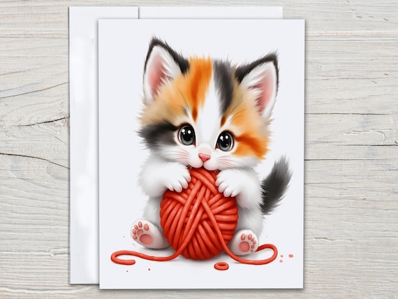 Cute Kitten Notecard Set, Blank Notecards, Everyday Cards, Cat Stationary, Just Because Card, All Occasion Cards, Thankyou Card, EC355