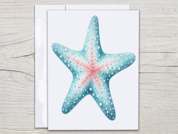 Watercolor Starfish Notecard Set, Everyday Card, Blank Notecards, Beach Notecards, Cute Stationary, Snail Mail, Sea Star, Birthday, EC166