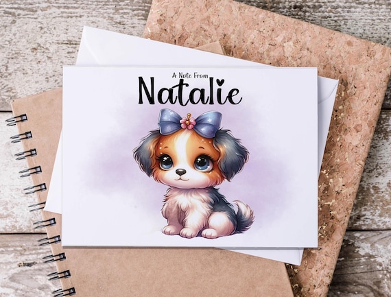 Personalized Notecards, Custom Puppy Note Cards, Thank You Notes, Cute Stationary, Kawaii Stationary, Mother's Day Gift, NC23