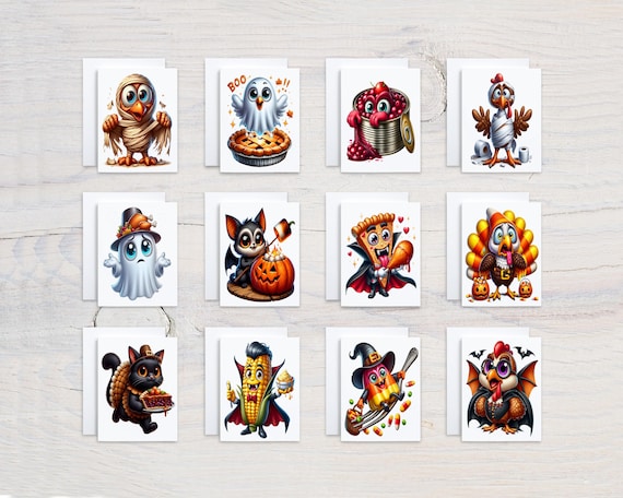 Cute Halloween Notecards Set, Fall Notecards, Spooky Cards, Halloween Stationary, Happy Halloween Card, Notecard Set, CS365