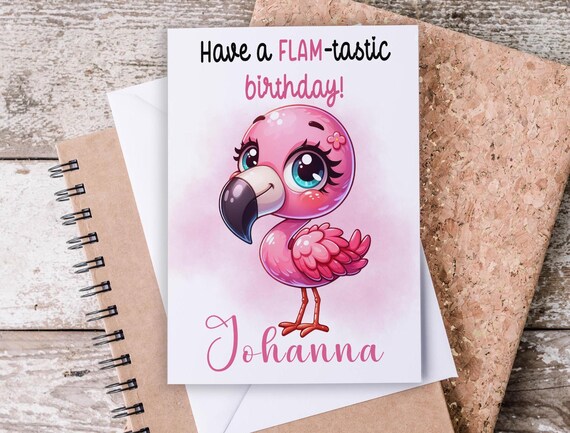 Flamingo Birthday Wishes Card, Have a FLAM-tastic Day, Granddaughter Card, 3rd Birthday Card, Fun Birthday Card, 1st, 2nd, 4th, GC21