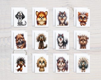 Assorted Notecard Set with Quirky Dogs, Dog Thank You Card, Everyday Card, Get Well Soon Card, Dog Mom Card, Variety Pack, Bday Card, CS239