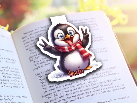 Personalized Magnetic Bookmarks – Funny Cute Penguin Design, Gift for Book Lovers, Handmade Bookish Accessory, Booktok Bookmark MB1