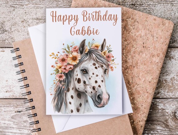 Happy Birthday Horse Card, Equestrian Card, Personalized Niece Birthday Card, Watercolor Horse, Birthday Card, Horse Greeting Card, BC16