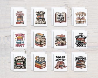 Tarjetas para amantes de los libros para cualquier ocasión, tarjetas variadas para uso diario, juego de tarjetas