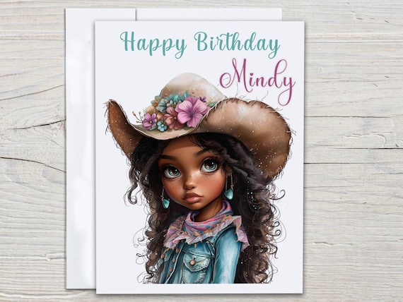 Personalized Cute Cowgirl Birthday Card, Cowgirl Aesthetic, Bday Card for Her, Bestie Birthday Card, Happy Bday, Teenager Birthday, BC85