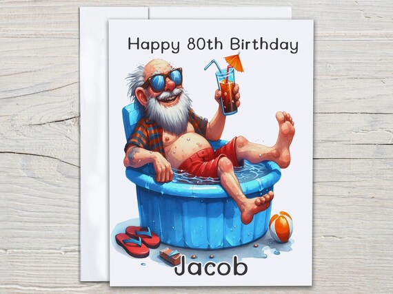 Personalized Birthday Card, Funny Bday Card, Happy 80th Birthday, 80th Bday Card, Aged to Perfection, Bday Card for Him, 90th Bday Card,BC93