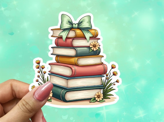 Water-Resistant Vinyl Stack of Books Sticker, Library Sticker, Reader Stickers, Bookish Decor, Cute  Sticker, Cute Book Stack, VN15
