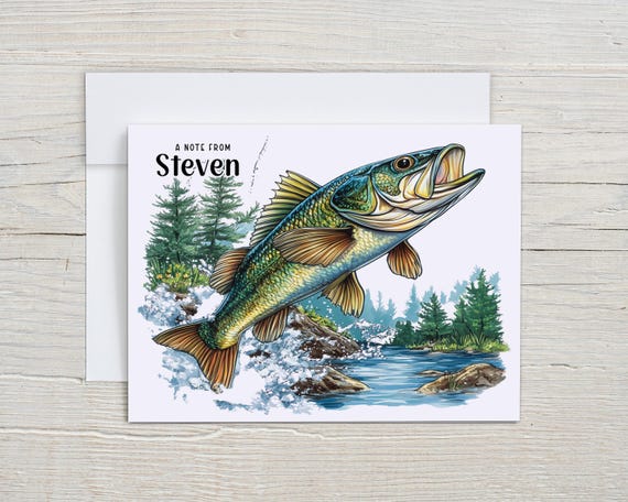 Personalized Fish Notecards, Custom Notecard, Blank Notecard Set, Fishing Card, All Occasion Cards, Fish Note Card, Stationery for Men, PN14